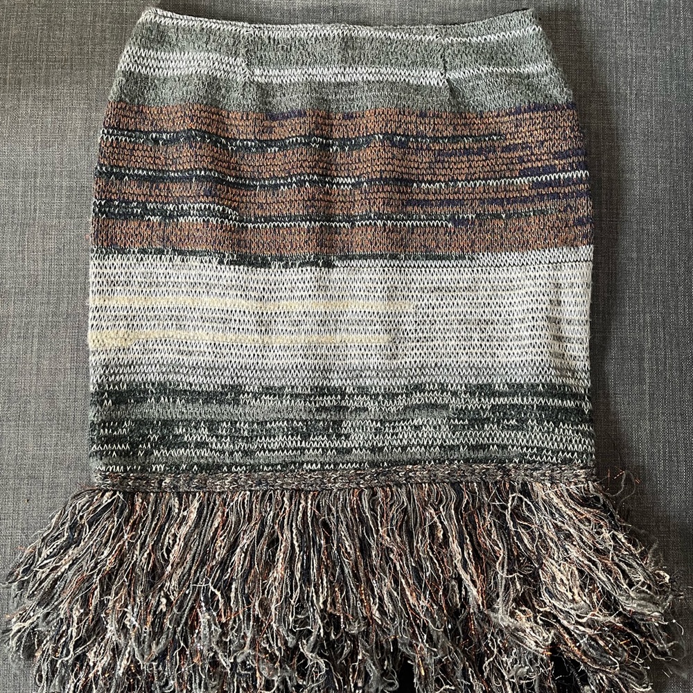 COPY - EUC Anthropologie Cecilia Prado Glinted Sweater Pencil Skirt Fringe